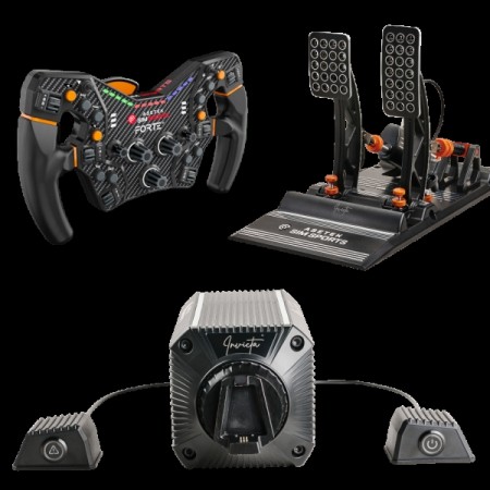 Asetek Invicta Bundle med ratt, rattbase 27Nm og pedaler